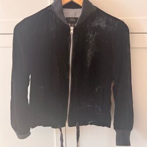 J. Crew Black Velvet Zip-Up Jacket